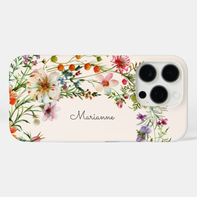 Elegante Blume Personalisierter Name Case-Mate iPhone Hülle (Rückseite (Horizontal))