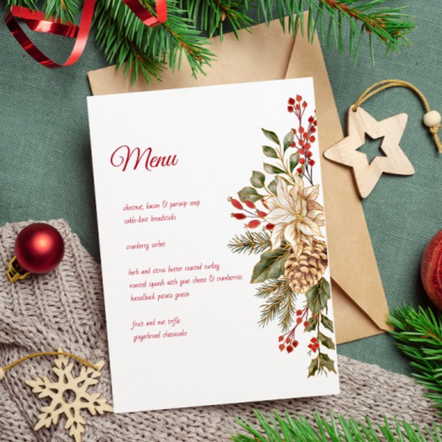 Elegante Blume Pines Menükarte (Von Creator hochgeladen)