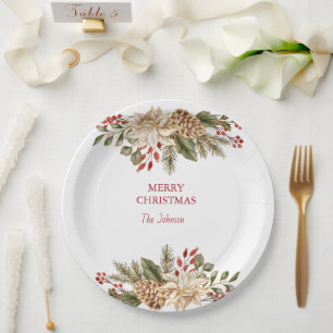 Elegante Blume Pines Pappteller