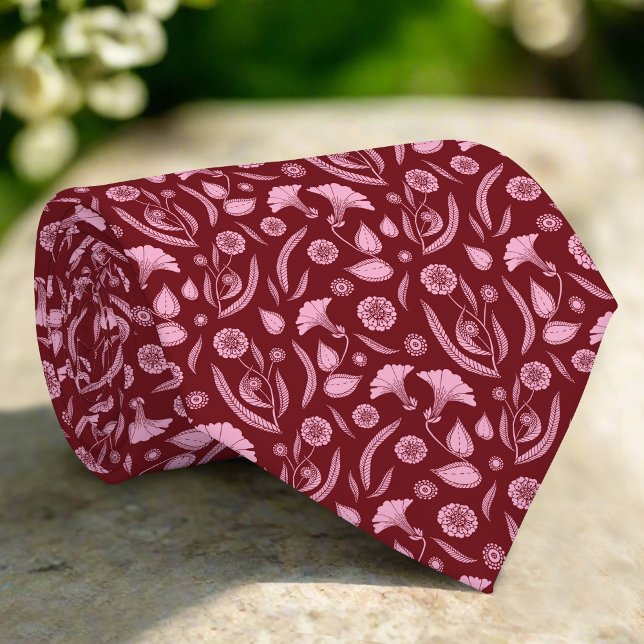 Elegante Blume Red Pattern Trauzeugen Hochzeit Krawatte (Von Creator hochgeladen)