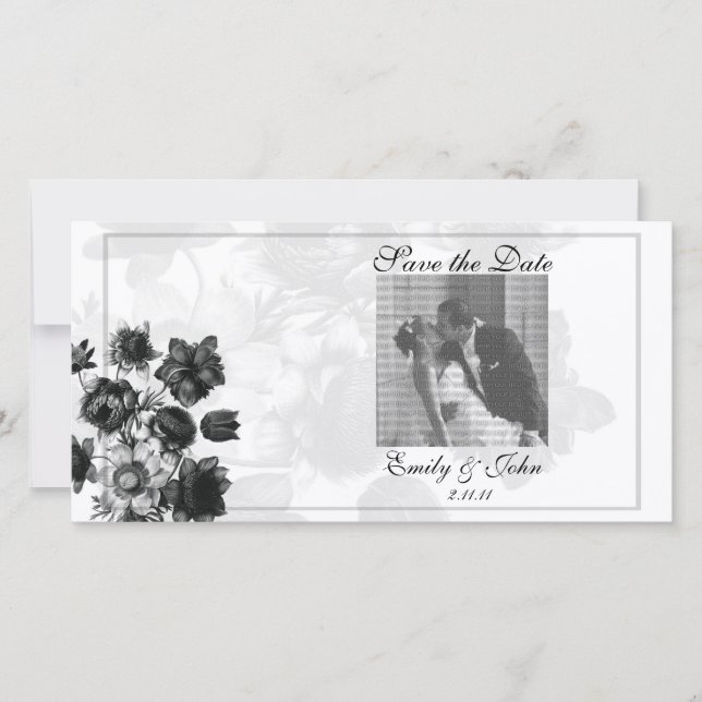 Elegante Blume Save the Date Fotokarten (Vorderseite)