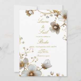 Elegante Blume Spanisch Hochzeit Einladung