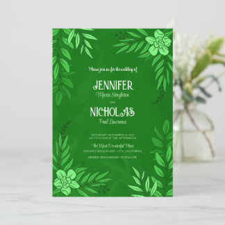 Elegante Blume und Blätter für Hochzeiten Einladung