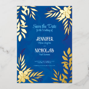 Elegante Blume und Blätter für Hochzeiten Folieneinladung