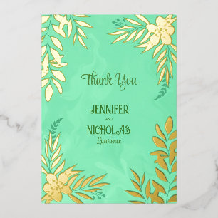 Elegante Blume und Blätter für Hochzeiten Folieneinladung