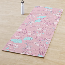 Elegante Blume und Blätter im rosa Hintergrund | Yogamatte