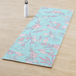 Elegante Blume und Blätter mit blauem Hintergrund  Yogamatte