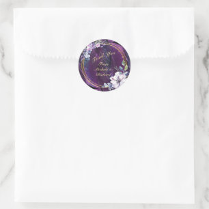 Elegante Blume und Feathers Runder Aufkleber