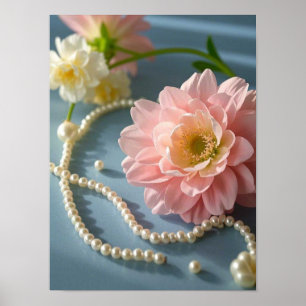 Elegante Blume und Perlen Poster