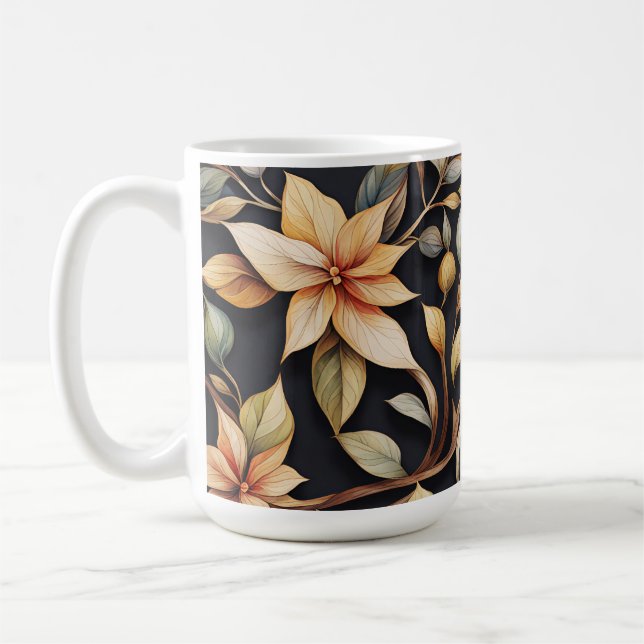 Elegante Blume und Reben Kaffeetasse (Links)