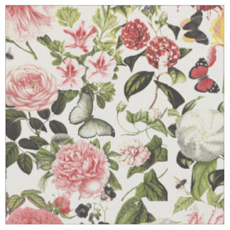Elegante Blume und Vintage Butterfliegen Stoff