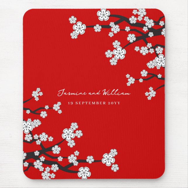 Elegante Blume von Sakura Cherry Blossom Mousepad (Vorne)