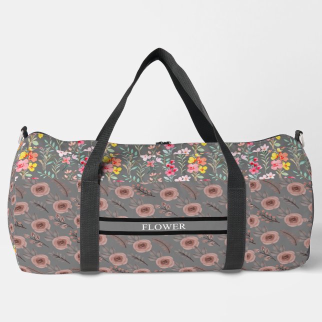 Elegante Blume Wasserfarbe individuell anpassen Duffle Bag (Vorderseite)