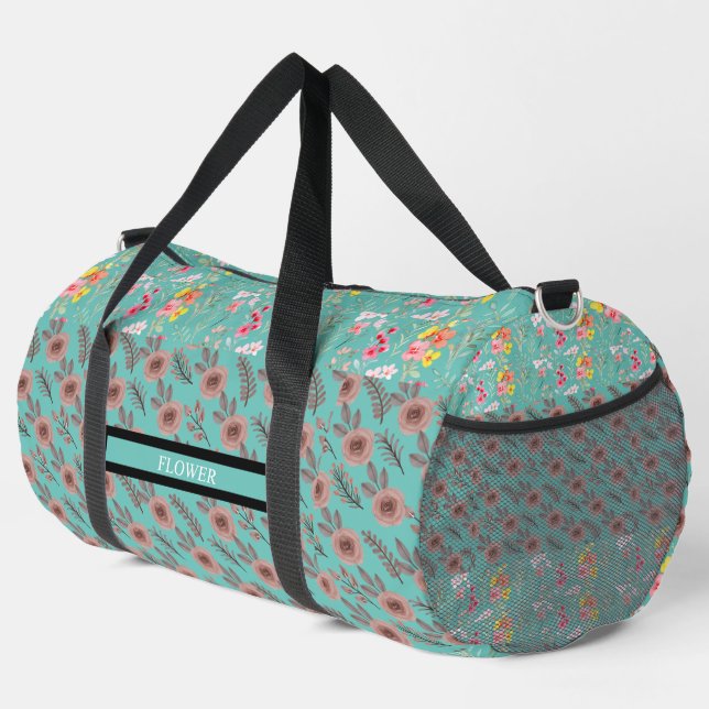 Elegante Blume Wasserfarbe individuell anpassen Duffle Bag (Rechte Ecke)