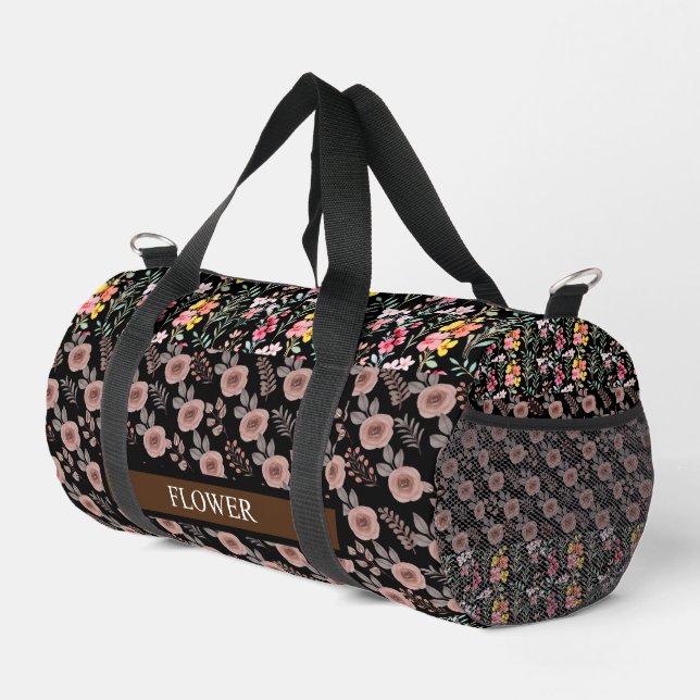 Elegante Blume Wasserfarbe individuell anpassen Duffle Bag (Rechte Ecke)