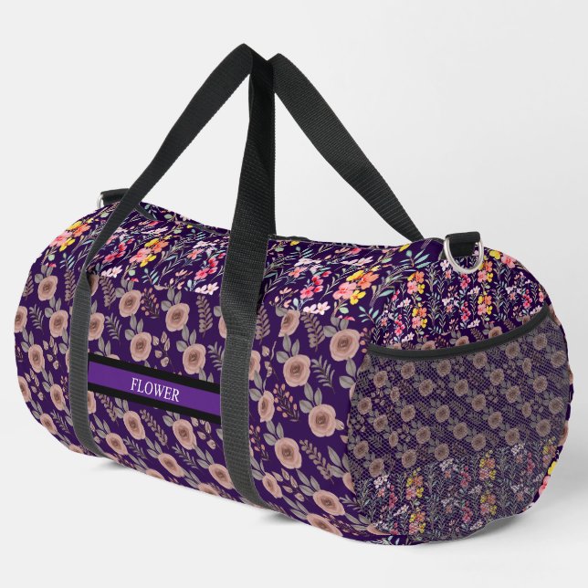 Elegante Blume Wasserfarbe individuell anpassen Duffle Bag (Rechte Ecke)