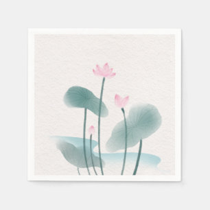 Elegante Blume Watercolor Floral Painting Lotus Serviette