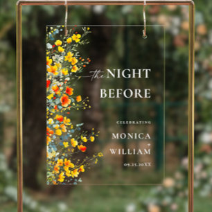 Elegante Blume Watercolor WELCOME Probe Dinner Acrylschild