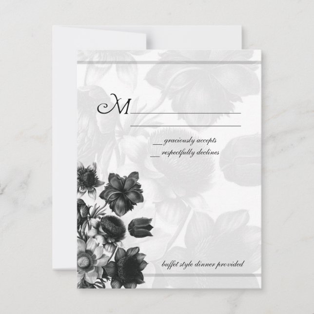 Elegante Blume Wedding RSVP Cards (Vorderseite)