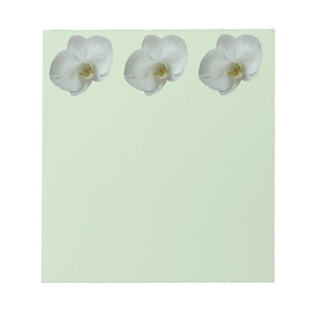 Elegante Blume Weiß Orchid Botanisch Notizblock (Vorderseite)