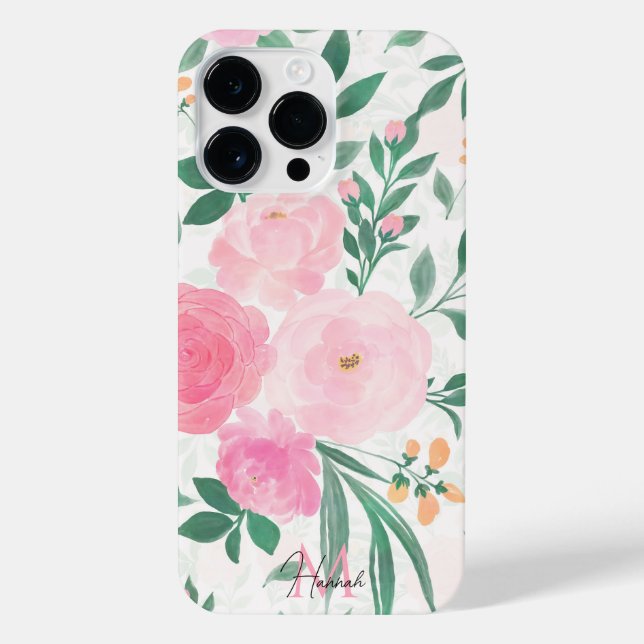 Elegante Blume Weiß Rosa Wasserfarben iPhone Hülle (Rückseite)