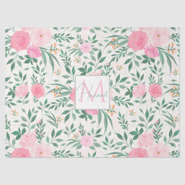 Elegante Blume Weiß Rosa Wasserfarben Seidenpapier (Vorderseite)