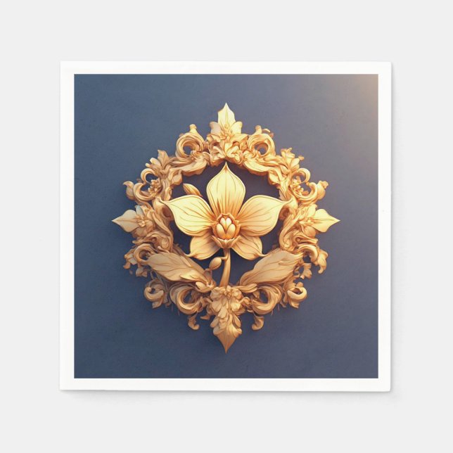 Elegante Blume zum Verzierten Hintergrund Serviette (Vorderseite)