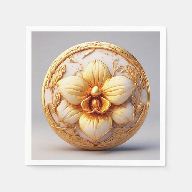 Elegante Blume zum Verzierten Hintergrund Serviette (Vorderseite)