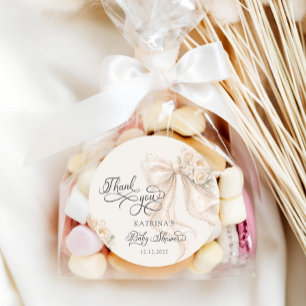 Elegante Blumen-Baby-Shower-Dankeschön  Runder Aufkleber