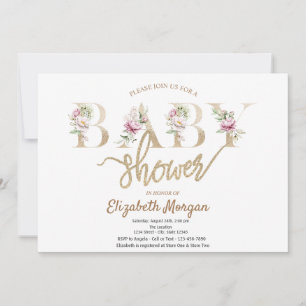 Elegante Blumen-Babyparty Einladung