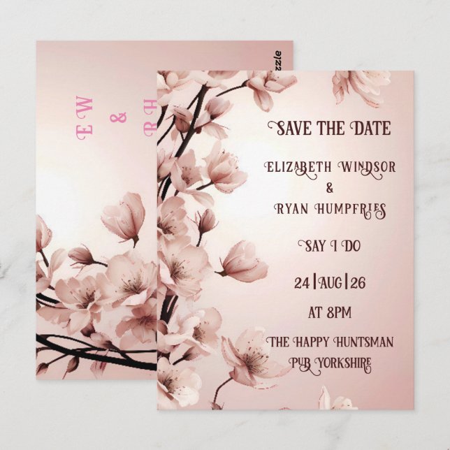 Elegante Blumen Blossom Hochzeit Einladungen (Vorne/Hinten)