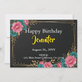 Elegante Blumen Blumen Geburtstag Benutzerdefinier Einladung