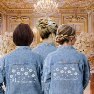Elegante Blumen-Brautjungfer-Denimjacke Jeansjacke