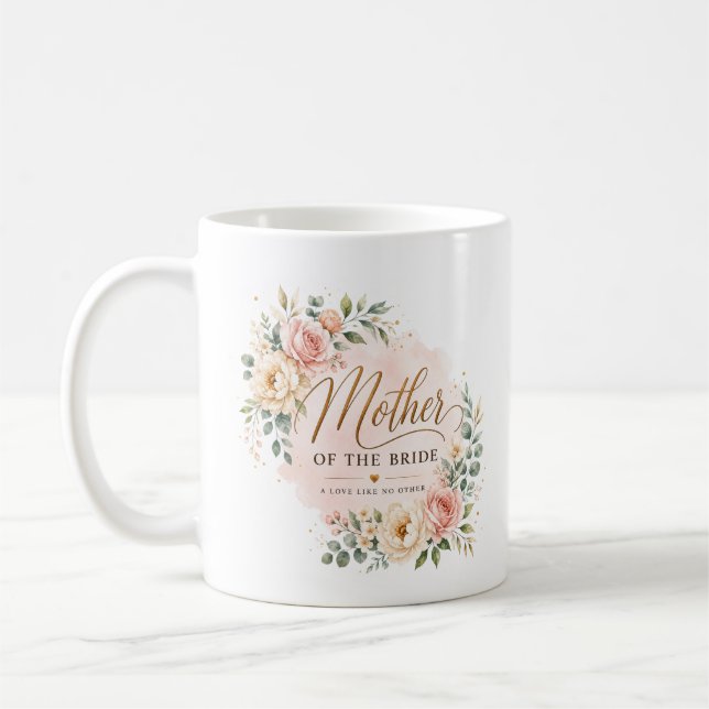 Elegante Blumen Brautmutter individuelle Hochzeit  Kaffeetasse (Links)