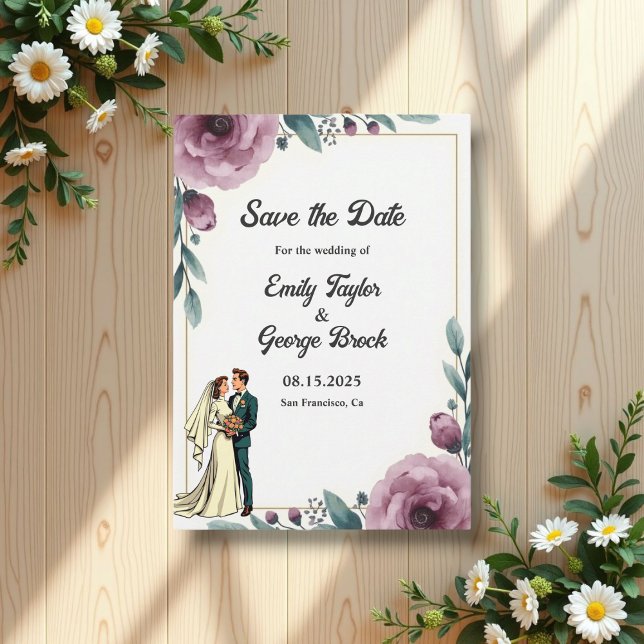 Elegante Blumen-Brille und Groom Boho Hochzeit Save The Date (Von Creator hochgeladen)
