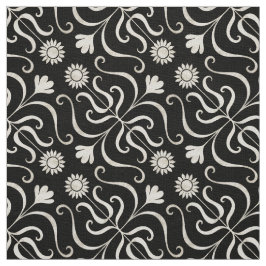 Elegante Blumen Damask Schwarze und graue Sonnenbl Stoff