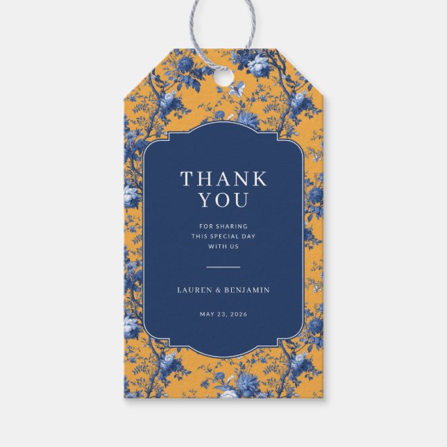 Elegante Blumen-Dankeskarten Geschenkanhänger (Vorderseite)