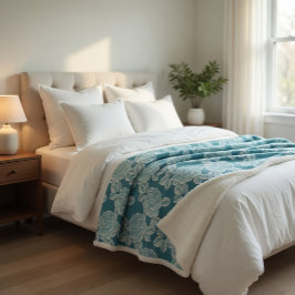 Elegante Blumen-Decke mit vintage Charme Sherpadecke