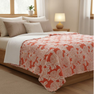 Elegante Blumen-Decke mit vintage Charme Sherpadecke