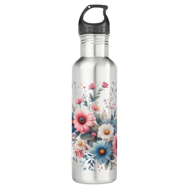 Elegante Blumen Edelstahlflasche (Vorderseite)