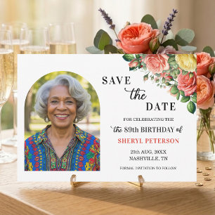 Elegante Blumen-Foto-Party zum 89. Geburtstag  Save The Date