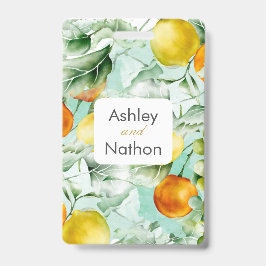 Elegante Blumen & Früchte Wasserfarben Hochzeit im Ausweis