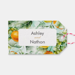 Elegante Blumen & Früchte Wasserfarben Hochzeit im Geschenkanhänger