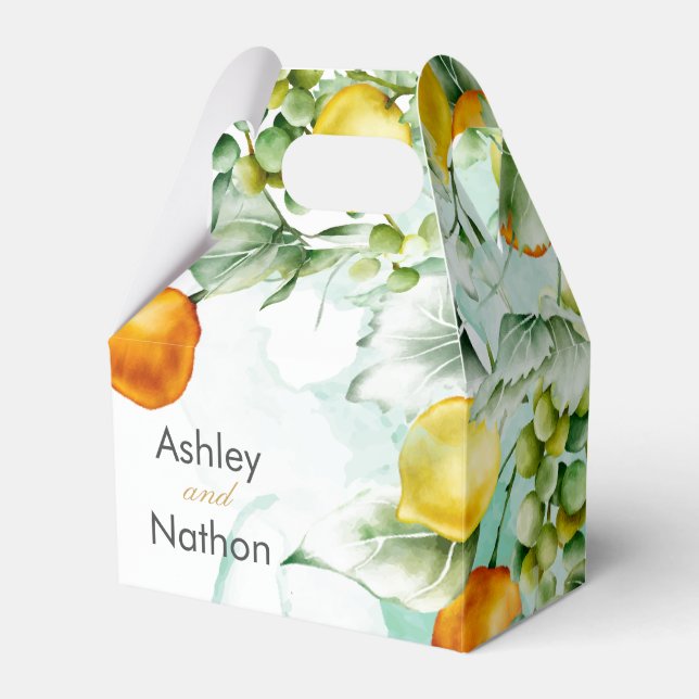 Elegante Blumen & Früchte Wasserfarben Hochzeit im Geschenkschachtel (Vorderseite)