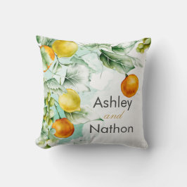 Elegante Blumen & Früchte Wasserfarben Hochzeit im Kissen