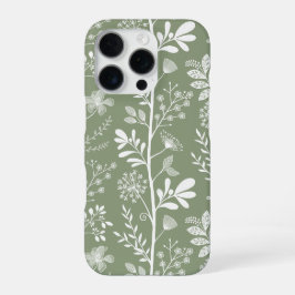 Elegante Blumen-Garten-Träumerei Salbei Grün Botan iPhone 16 Pro Hülle