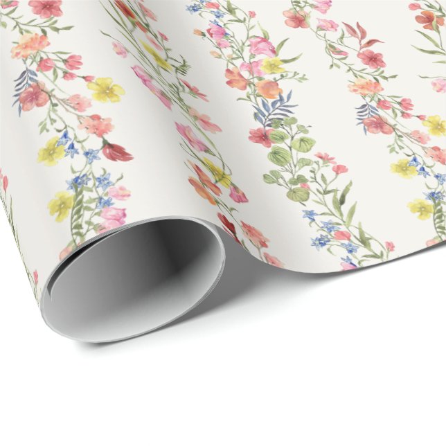 Elegante Blumen Geschenkpapier (Rolleneckpunkt)