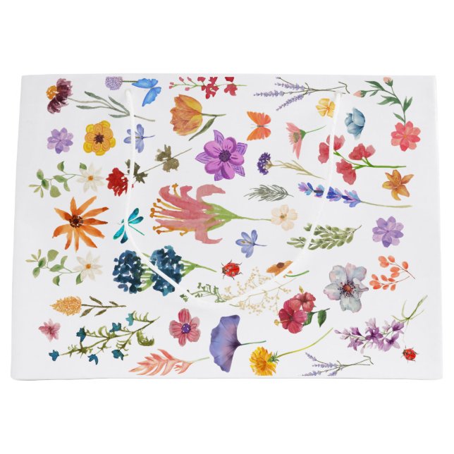 Elegante Blumen-Geschenktasche Große Geschenktüte (Vorderseite)