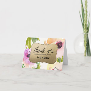 Elegante Blumen Gold   Dankeschön-Karte Dankeskarte