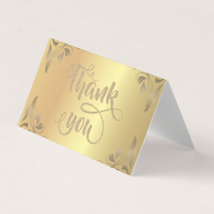 Elegante Blumen-Gold-Glitter-Dankeskarte Visitenkarten
